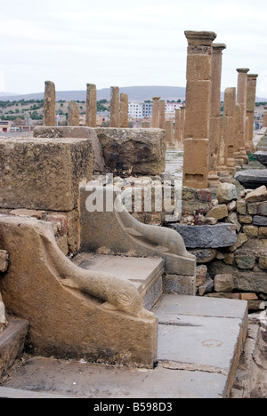 Latrine, römische Stätte von Timgad, UNESCO-Weltkulturerbe, Algerien, Nordafrika, Afrika Stockfoto