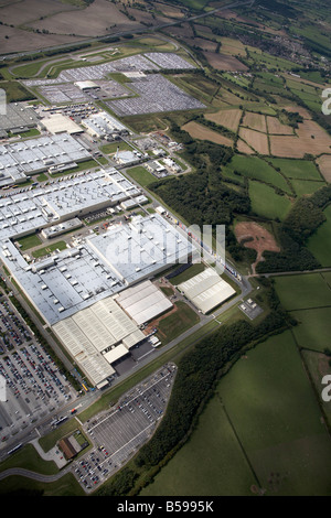 Luftbild westlich von Toyota Manufacturing UK Website Land Felder Burnaston Derbyshire DE1 England UK hohe Ebene schräg Stockfoto