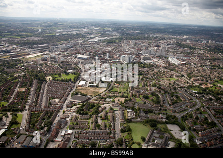 Luftbild Südwesten Vorstadt beherbergt Parklands Stein Brücke Straße Carlton Straße Nottingham City Centre NG1 England UK Stockfoto