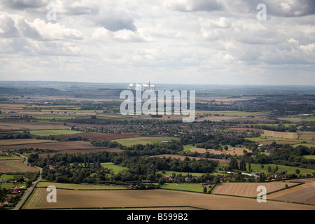 Luftbild Südwesten Land Felder s beherbergt Bradmore Gotham Ratcliffe auf Soar Kraftwerk in Ferne Nottinghams Stockfoto