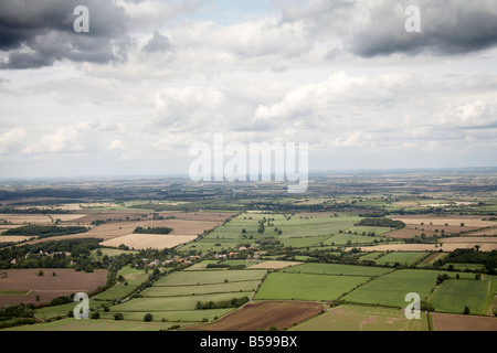 Luftbild Norden östlich Widmerpool Dorf Wysall Straße Land Felder Aufforstung Nottinghamshire England UK High Level obliqu Stockfoto