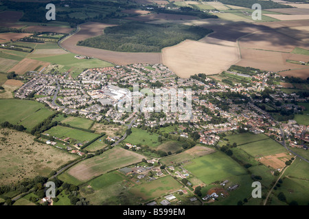 Luftbild Norden östlich der s-Bahn beherbergt Betriebe Land Felder Heide Straße Gamlingay Cambridgeshire England UK hohe schräg Stockfoto