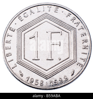 Französisch 1 Franc-Münze von 1988 (Vorderseite zeigt Charles de Gaulle) Stockfoto