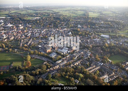 Luftbild südöstlich von Hertford Stadtzentrum Hartham Spielgelände Tennisplätze Port Hill s beherbergt Hertfordshire Stockfoto