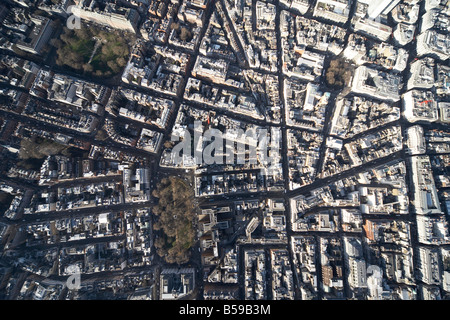 Luftbild Norden westlich von Grosvenor Square und Berkeley Square innerstädtischen Gebäude Mayfair New Bond Street Regent Street London Stockfoto