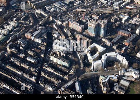 Luftbild Norden westlich von innerstädtischen Gebäude Hochhäuser King s Cross Station Pentoville Road Penton steigen London N1 WC1 Engla Stockfoto