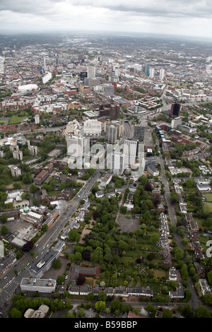 Luftbild Norden östlich der Hagley Road West Harborne Road s beherbergt Hochhäusern fünf Möglichkeiten Insel Birmingham City Centre B1 Stockfoto