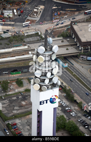 Luftbild Norden östlich von The British Telecom BT Tower Queens Weg Tunnel Schnee Hill Zug Station Birmingham City Zentrum B3 Engla Stockfoto