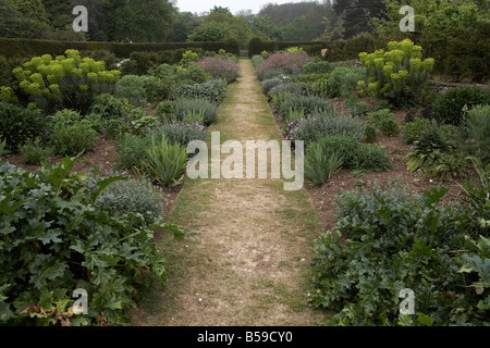 Weg durch den Garten zurück in die Ferne im Mottistone Manor NT National Trust Isle Of Wight England UK Stockfoto