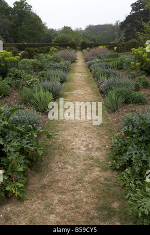 Weg durch den Garten zurück in die Ferne im Mottistone Manor NT National Trust Isle Of Wight England UK Stockfoto