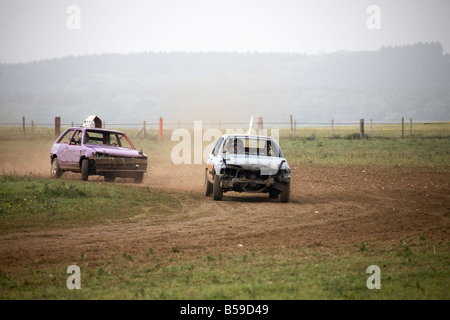 STOXX-Lager oder Banger Autorennen in der Nähe von Shalcombe Isle Of Wight England UK Stockfoto