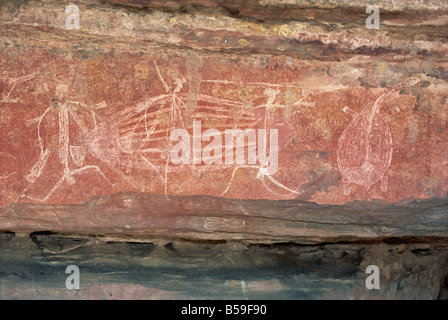 Krieger-Fries an der Aborigines-Kunst-Site bei Ubirr Rock, Kakadu-Nationalpark, Northern Territory, Australien Stockfoto