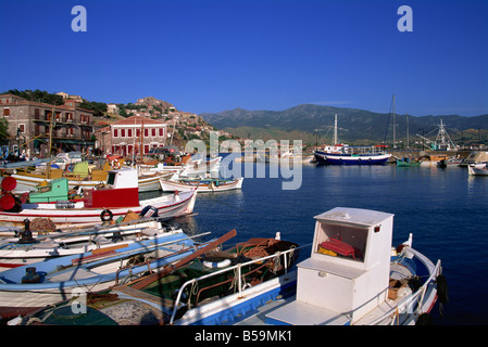 Hafen, Molyvos, Lesbos, griechische Inseln, Griechenland, Europa Stockfoto