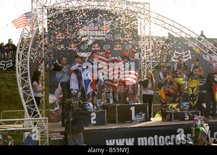 Team USA gewann den Motocross der Nationen 2008 in Donnington Park, England Stockfoto