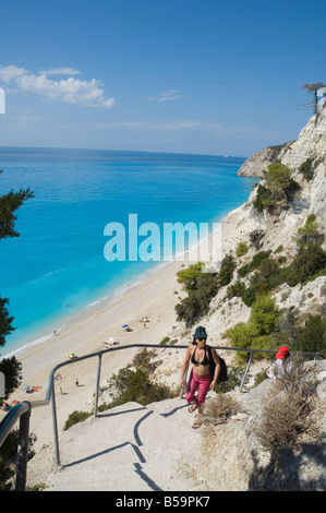 Egremnoi Strand, an der West Küste von Lefkada, Ionische Inseln, Griechenland Stockfoto