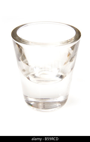 Leere Schnapsglas isoliert auf einem weißen Studio-Hintergrund Stockfoto