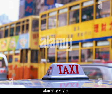 Taxis und Busse in Causeway Bay Hong Kong China Asien Stockfoto