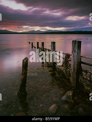 Sonnenuntergang über Loch Crerans in der Nähe von Barcaldine, Argyll and Bute, Scotland, UK. Stockfoto