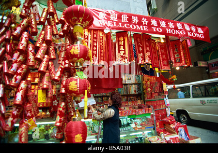 Chinese New Year Dekorationen zum Verkauf in Central, Hong Kong Island, Hongkong, China Stockfoto