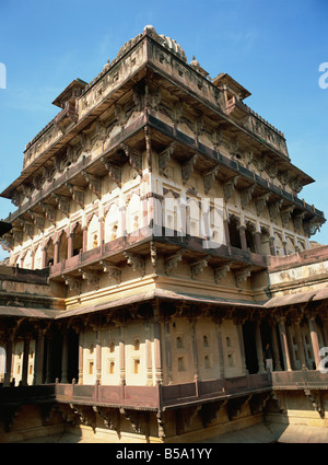 Fünfgeschossiges Zentralstruktur des Nrising Dev Palast Datia Madhya Pradesh Staat Indien Asien Stockfoto