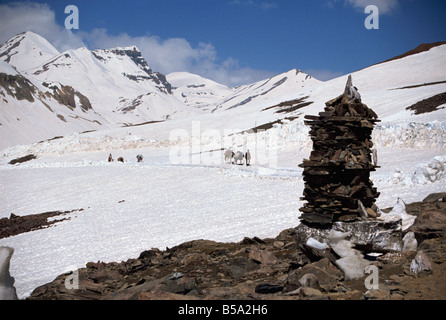 Der Baralacha Passhöhe auf 5100m am Leh Manali Straße Himachal Pradesh Staat Indien Asien Stockfoto