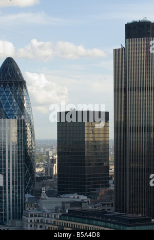 London City Scape von EC2 Ropemaker Street in Richtung Osten. Stockfoto