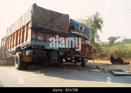 Verkehrsunfall Chittorgarh Rajasthan Staat Indien Asien Stockfoto