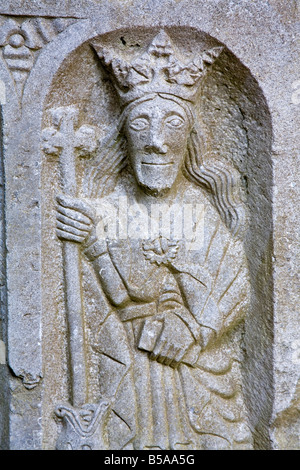 Steinbildhauen am Jerpoint Abbey, Grafschaft Kilkenny, Leinster, Irland, Europa Stockfoto