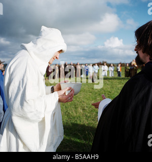 Druide-Zeremonie auf der Hill of Tara, County Meath, Leinster, Irland (Eire), Europa Stockfoto