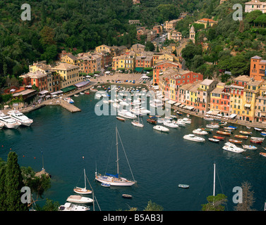 Festgemachten Boote im Hafen von Portofino Ligurien Italien Europa Stockfoto