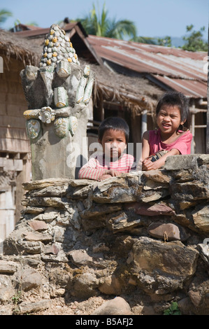 Tur, ein Lao Lua-Dorf in der Nähe von Pakbang, Nord-Laos, Indochina, Südost-Asien hatte Stockfoto