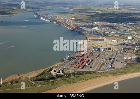 Hafen von Felixstowe Suffolk UK aus der Luft Stockfoto