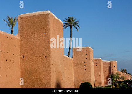 Die Wände der alten Stadt, Marrakesch, Marokko, Nordafrika, Afrika Stockfoto