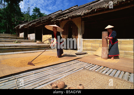 Bidayu Langhaus Kulturdorf Sarawak Malaysia Südost-Asien Asien Stockfoto