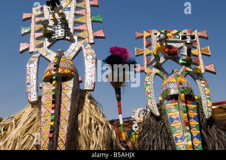 Bobo Masken während der Festlichkeiten, Sikasso, Mali, Afrika Stockfoto