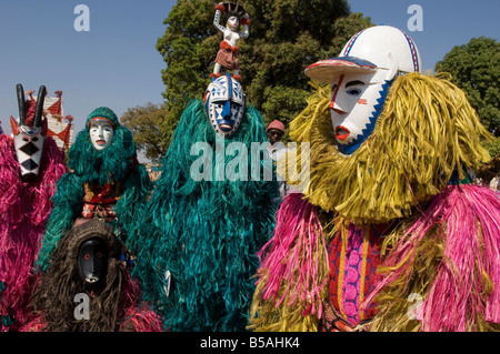 Bobo Masken während der Festlichkeiten, Sikasso, Mali, Afrika Stockfoto