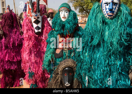 Bobo Masken während der Festlichkeiten, Sikasso, Mali, Afrika Stockfoto