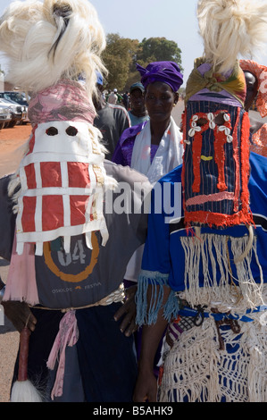 Bobo Masken während der Festlichkeiten, Sikasso, Mali, Afrika Stockfoto