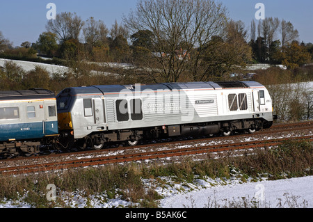 Wrexham und Shropshire Eisenbahn Zug, Snowy, Warwickshire, UK Stockfoto