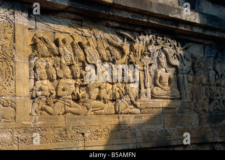 Fries, buddhistische Tempel Borobudur, UNESCO-Weltkulturerbe, Java, Indonesien, Südostasien Stockfoto