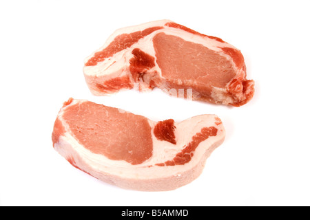 Schweinekoteletts isoliert auf einem weißen Studio-Hintergrund Stockfoto