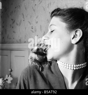 Jack Goodman und Familie mit TV-Tiere. März 1957 A331-005 Stockfoto