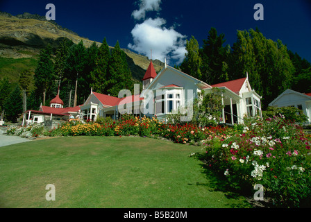 Walter Peak, eine berühmte alte Schaffarm im Jahr 1860 gegründet am Ufer des Lake Wakatipu, westlichen Otago, Südinsel, Neuseeland Stockfoto