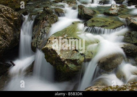 Ein Wasserfall auf dem Routeburn Track, geht einer der großen der New Zealand, Fiordland-Nationalpark, Südinsel, Neuseeland Stockfoto