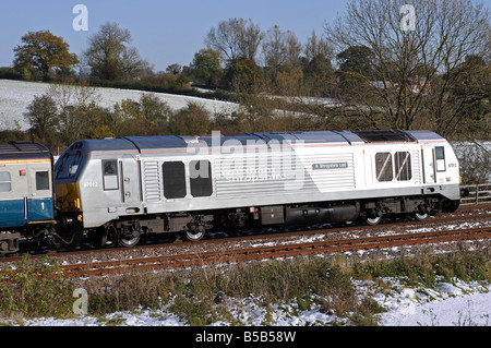 Wrexham und Shropshire Eisenbahn Zug, Snowy, Warwickshire, UK Stockfoto