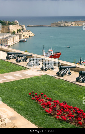 Die "begrüssende Batterie" in Valletta, Malta. Stockfoto