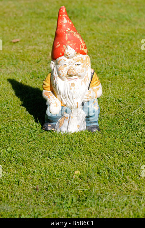 Ein Gartenzwerg Steht Auf Dem Rasen A Gartenzwerg steht auf dem Rasen Stockfoto