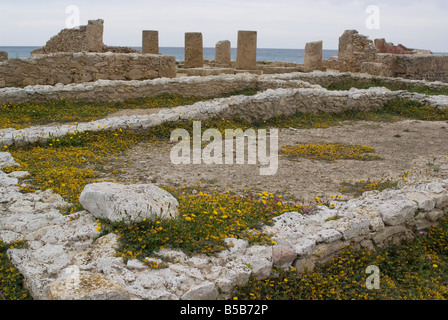 Mit Blick auf das Peristyl Haus auf Kerkouane, die einzige reine punische Website jemals gefunden, Tunesien, Nordafrika, Afrika Stockfoto