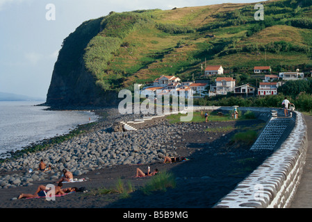 Strand von Praia Do Almoxarife Faial Azoren Portugal Atlantik Europa Stockfoto