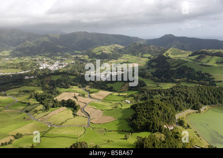 Furnas Dorf, Insel Sao Miguel, Azoren, Portugal, Europa Stockfoto